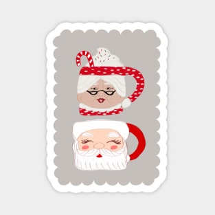 Santa and Mrs Claus Vintage Mugs Magnet