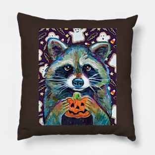 Halloween Raccoon with Jack O Lantern Cookie Pillow