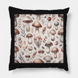 Vintage Mushroom Neutral Pattern Pillow