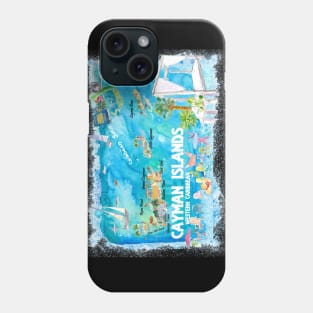 Cayman_Islands_Illustrated_Travel_Map_with_Roads_and_HighlightsS Phone Case