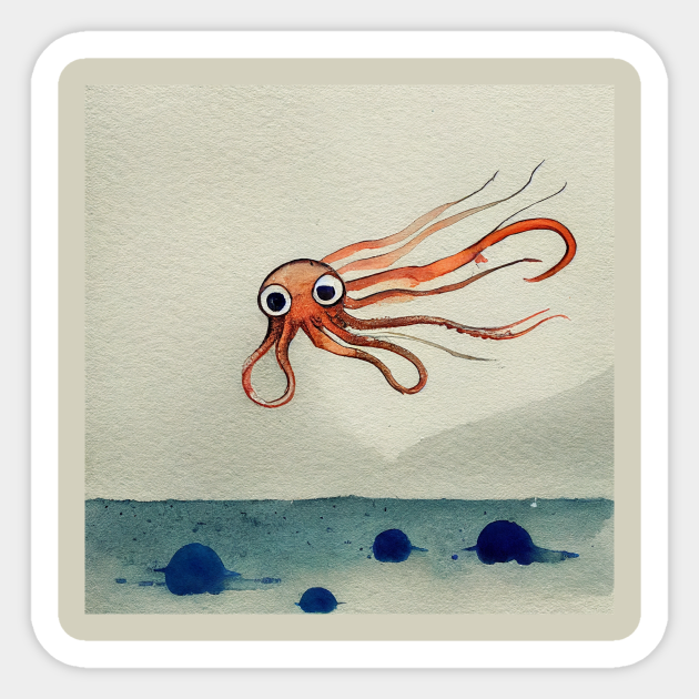 Squid Shooting Ink Squid Sticker TeePublic