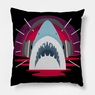 Headphones On Shark Sunset Pillow