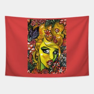 Flower Power Girl in Yellow Tapestry