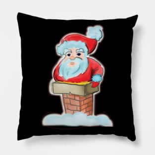 Santa stuck in chimney Pillow