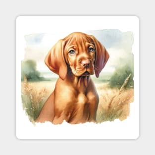 Watercolor Vizsla Puppies Painting - Cute Puppy Magnet