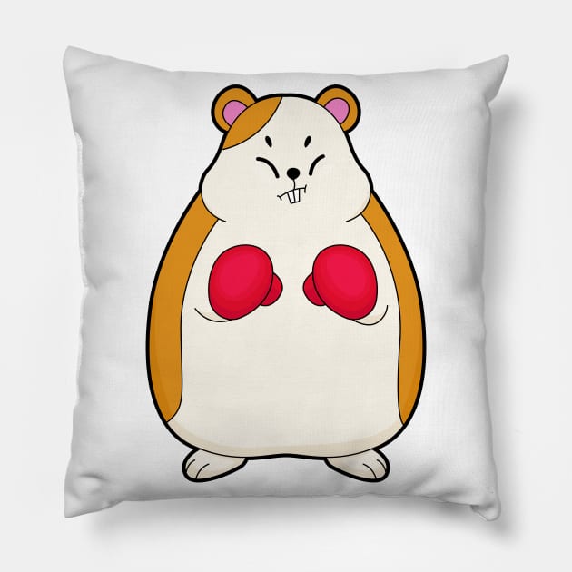 Hamster as Boxer with Boxing gloves Pillow by Markus Schnabel