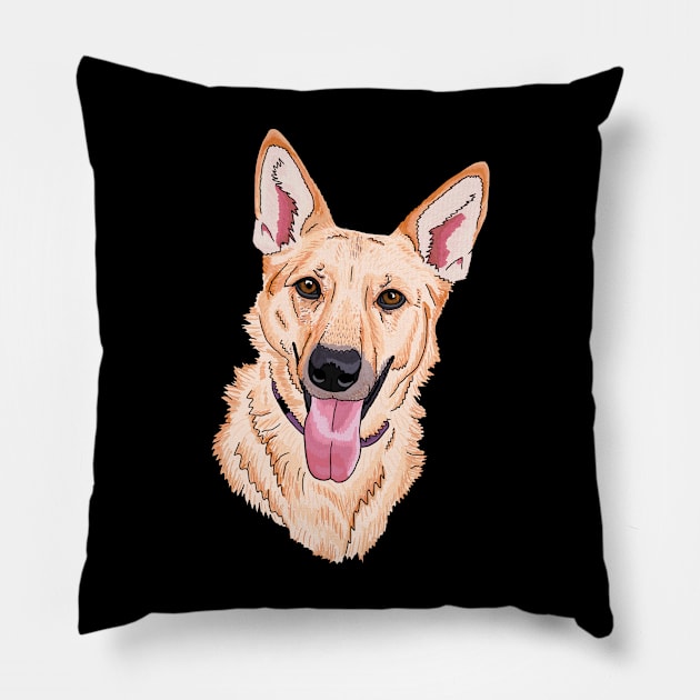 German Shepherd Big Smile Pillow by EcoElsa