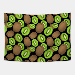 Kiwi pattern on black background Tapestry