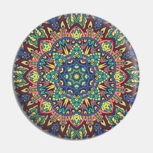 Colorful Indian Mexican Ethnic Oriental Rug Mandala Boho Pattern Pin