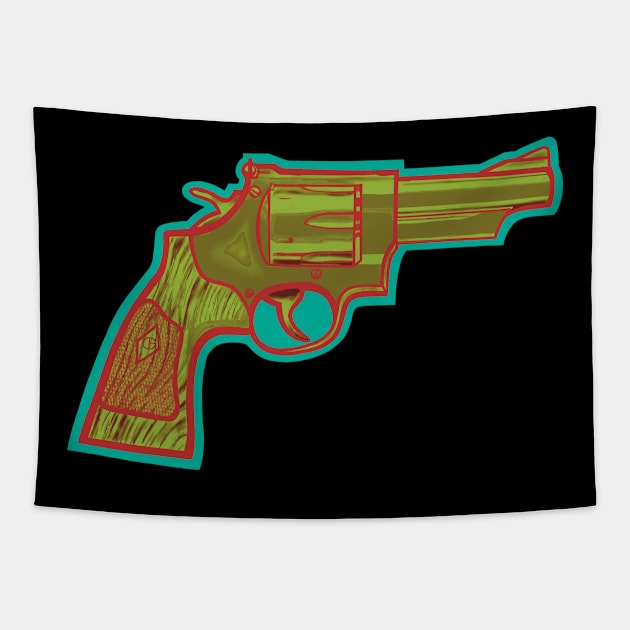 .44 Magnum Revolver Tapestry by Art from the Blue Room