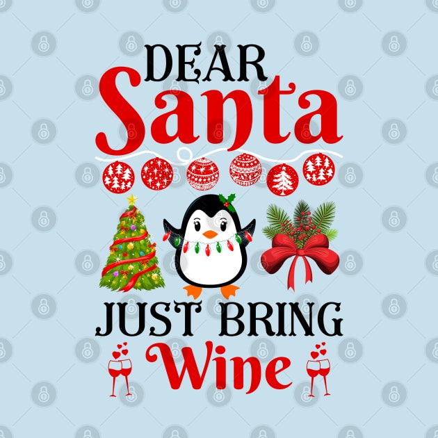 Dear Santa bring me wine funny christmas humour snow retro by SpaceWiz95