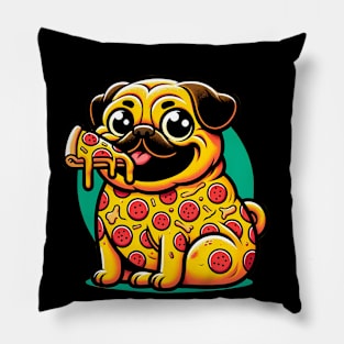 Pizza Pug Dog Eating Pizza Pillow