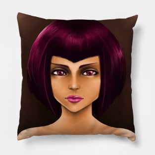 Portrait of Velvet Hair Girl Pillow