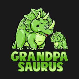 Grandpa Saurus Funny Grandpasaurus Dinosaur Matching Illustration T-Shirt