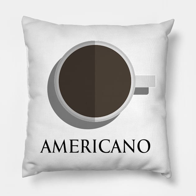 Hot americano coffee cup top view in flat design style Pillow by FOGSJ