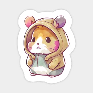 Cartoon Hamster Wearing Hoodie Magnet