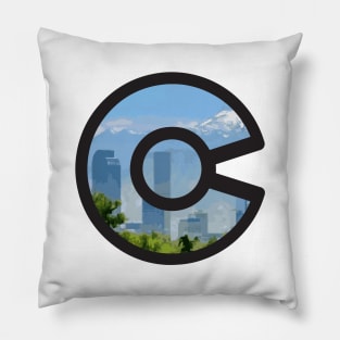 Denver, Colorado Skyline - Colorado Flag Pillow