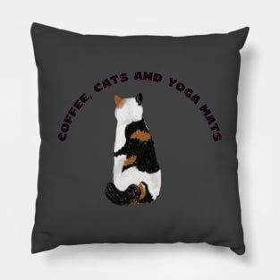 Coffee cats and yoga mats funny yoga and cat drawing Pillow