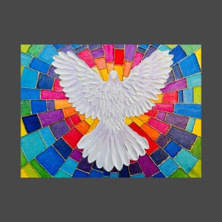 Stained Glass Dove Mixed Media Art T-Shirt