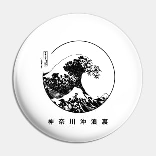 Great Wave Kanagawa Japan Hokusai Dark Pin