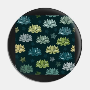 green water lilies on black background Pin