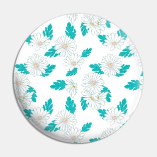 Daisy pattern, teal color palette Pin