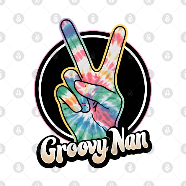 "Tie-Dye Groovy Nan Peace Sign"- Retro Cute Hipster Shrooms by stickercuffs