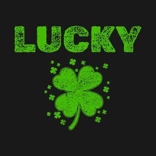 Vintage Style Lucky Clover retro St Patrick's Day good luck St Patrick's Day four leaf Shamrock 4 leaf clover T-Shirt