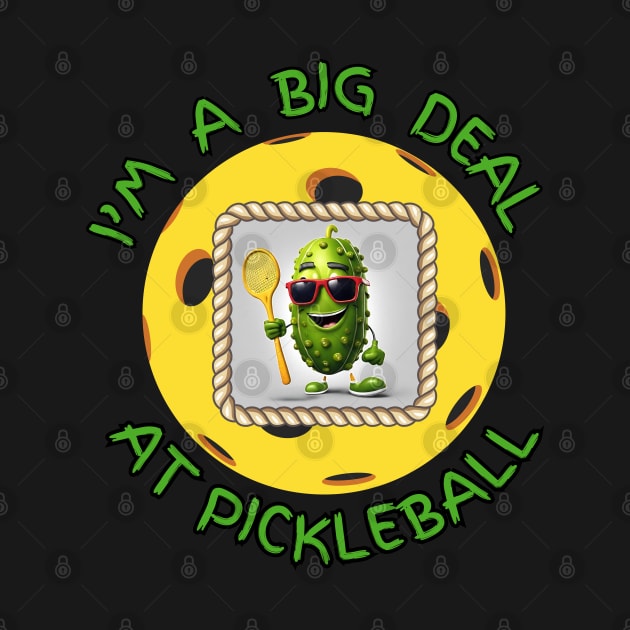 Funny cartoon Pickleball pickle player I'm a big deal by Shean Fritts 