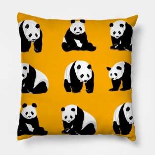 Panda Pattern on Mustard Yellow Pillow