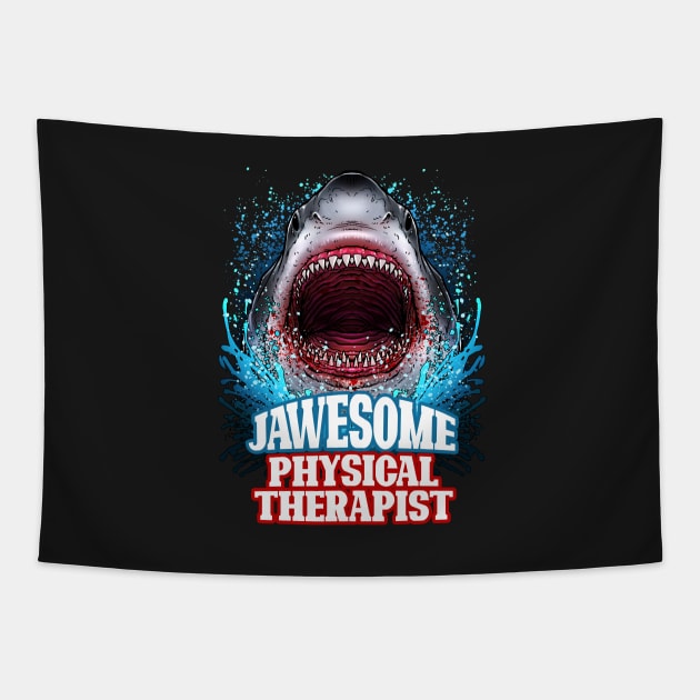 Jawesome Physical Therapist - Great White Shark Tapestry by BDAZ