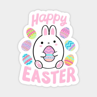 Happy Easter Day Cute Easter bunny holding an egg Magnet