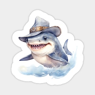 Great White Shark Wearing a Cowboy Hat Magnet