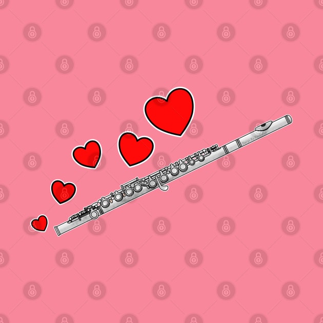 Valentines Day Flute Player Flutist Anniversary Wedding Musician by doodlerob