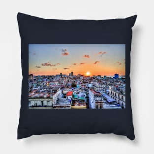 Cuban Rooftops Sunset, Havana, Cuba Pillow