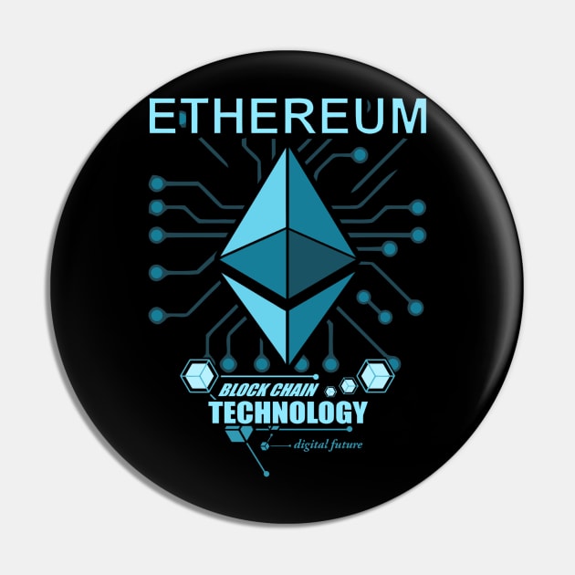 Ethereum - ETH - Digital Cryptocurrency Logo Pin by amarth-drawing