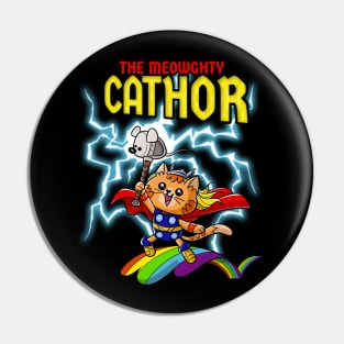 Cat Thor mighty Cat lightning caped Kitty comic Pin