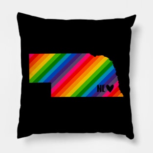 USA States: Nebraska (rainbow) Pillow