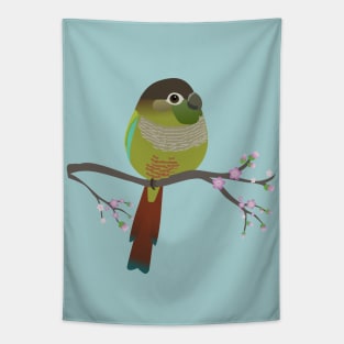 Cute egg shaped green cheek conure Tapestry