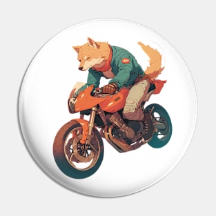 Cool dog riding motorbike Pin