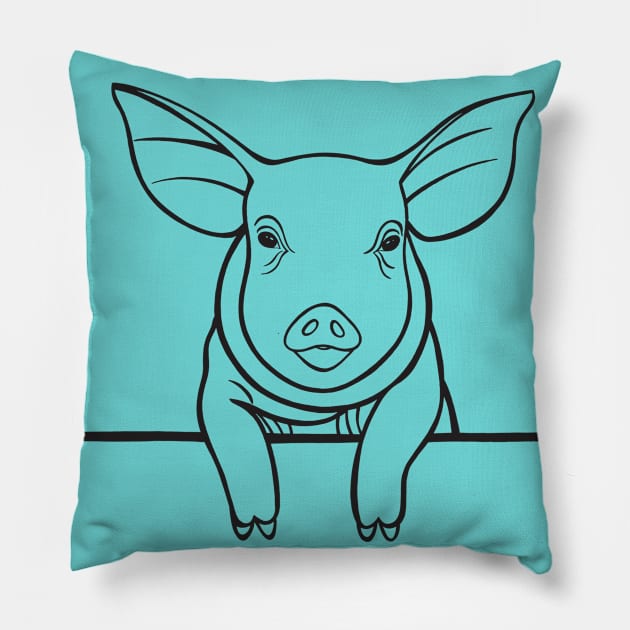 Pig drawing for animal lovers Pillow by Green Paladin