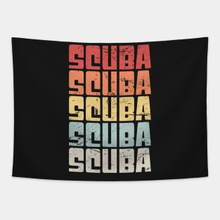 Retro 70s SCUBA Diving Text Tapestry