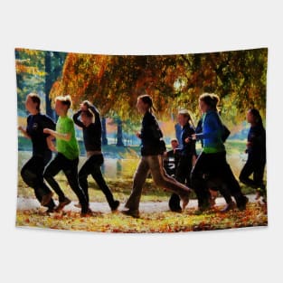 Jogging - Girls Jogging On an Autumn Day Tapestry