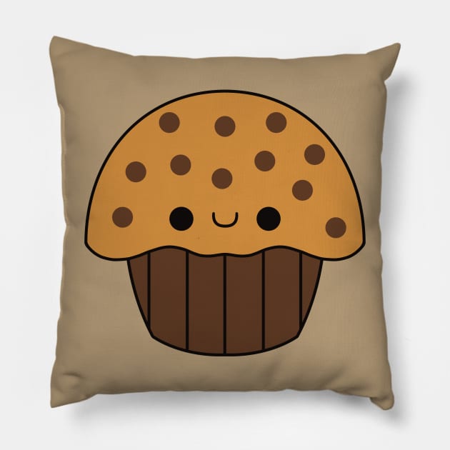 Cute Kawaii Chocolate Chip Muffin Pillow by KawaiiByDice