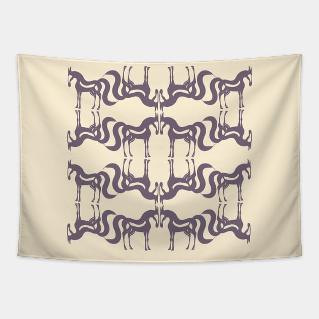 The Essence of a Horse Ornamental Pattern (Beige and Mauve) Tapestry by illucalliart