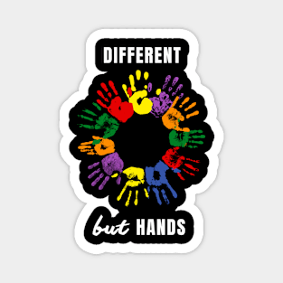 hand prints in Pride colors - diversity & inclusion, for darker background Magnet