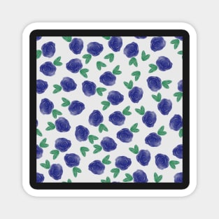 Blue Rose Watercolor Pattern Magnet