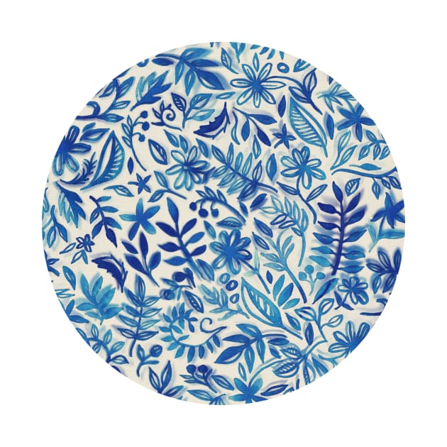 Floating Garden - a watercolor pattern in blue by micklyn