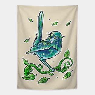 aqua blue bird Tapestry