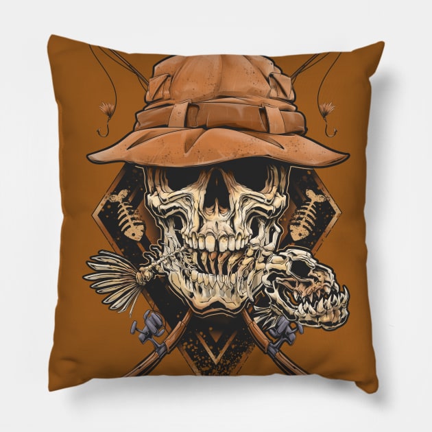 skull fisherman Pillow by Chack Loon